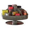Benzara Galvanized Lazy Susan Organizer With 6 Pockets, Gray