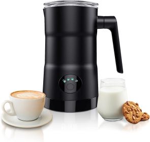 Electric Milk Frother and Steamer. Large Volume 11.8oz. Functional 4-in-1 Black Automatic Milk Steamer for Latte, Hot Chocolate, Heating Baby Formula.