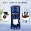 Automatic Blue 14 Oz One Cup Small Coffee Makers Single Serve For K Cup Pod Ground Coffee
