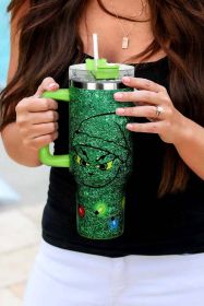 Green Christmas Grinch Glittering 304 Stainless Steel Thermos Cup