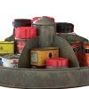 Benzara Galvanized Lazy Susan Organizer With 6 Pockets, Gray