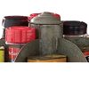 Benzara Galvanized Lazy Susan Organizer With 6 Pockets, Gray