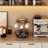 Carousel Coffee Pod Holder Basket, K Cup Organizer for Counter, Coffee Cup Organizer with 12 Mug Hooks, Mug Tree with Storage Basket, for Coffee Bar,
