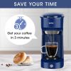 Automatic Blue 14 Oz One Cup Small Coffee Makers Single Serve For K Cup Pod Ground Coffee
