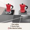 Stovetop Espresso Maker 3 Cup Moka Pot; Italian Cuban Greca Coffee Maker; Aluminum Durable and Easy to Use & Clean(6oz Red) Amazon Banned